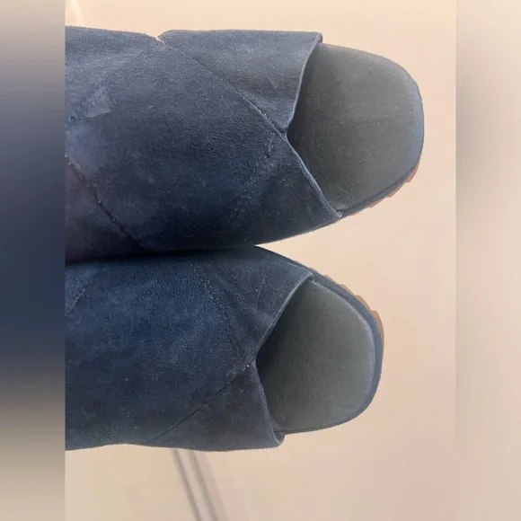 Vince Camuto Navy Blue Suede Wedge Shoes Sandals 7.5 - Picture 9 of 12